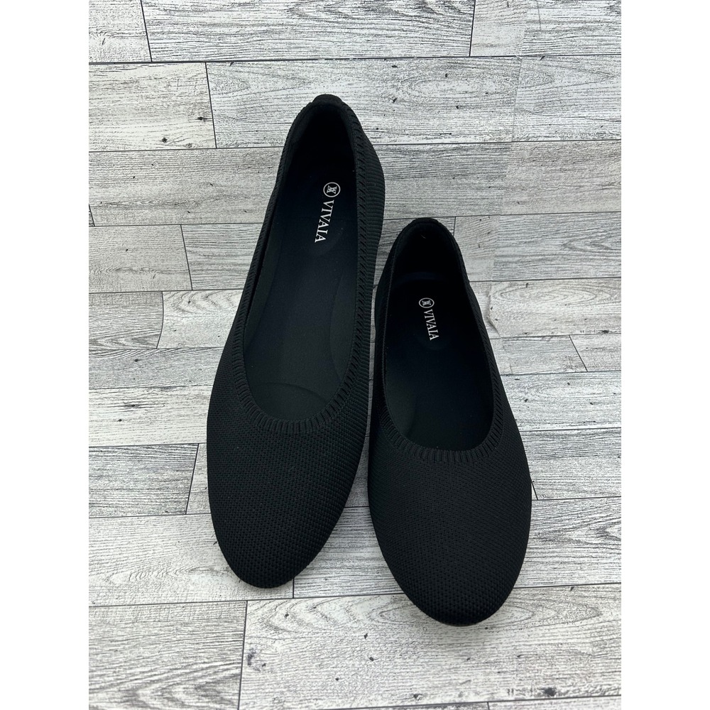 Vivaia Black Knit Round Toe Ballet Flats EU 42 Sustainable Recycled RPET
